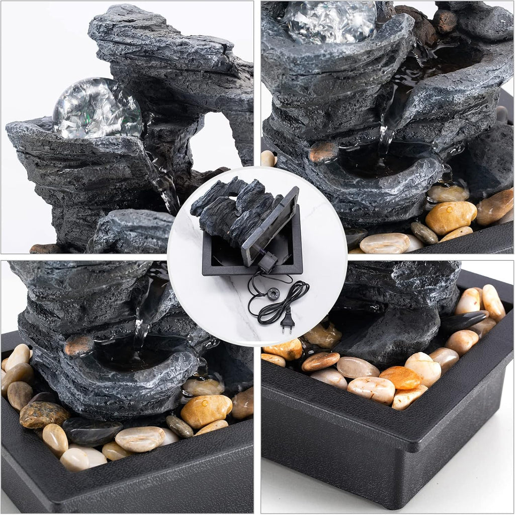 Table Top Fountain Spin Ball Rock Waterfall Fountain Office Table Top Fountain Includes Many Natural River Rocks