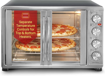 ETO-4510M French Door 47.5Qt, 18-Slice Convection Oven 4-Control Knobs, Bake Broil Toast Rotisserie 