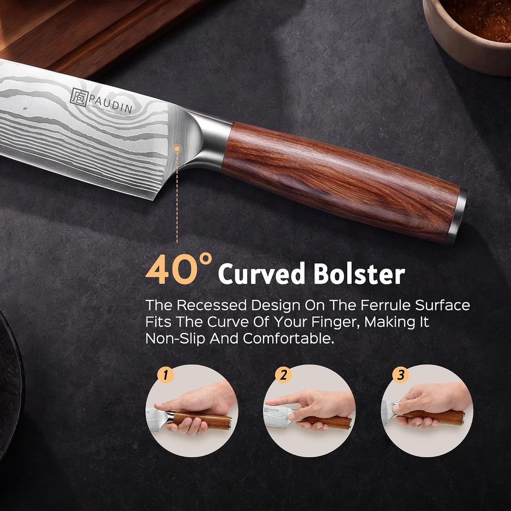 16-Piece Kitchen Knife Set with Block, Built-in Sharpener, Ultra Sharp 5Cr15Mov Stainless Steel Chef Knives, Natural