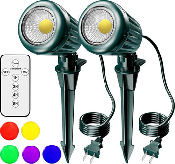 Outdoor Spot Lights,120V Timer Remote Control,IP67 Waterproof,2 Pack, | 6000K Energy saving Landscape Lighting, 5