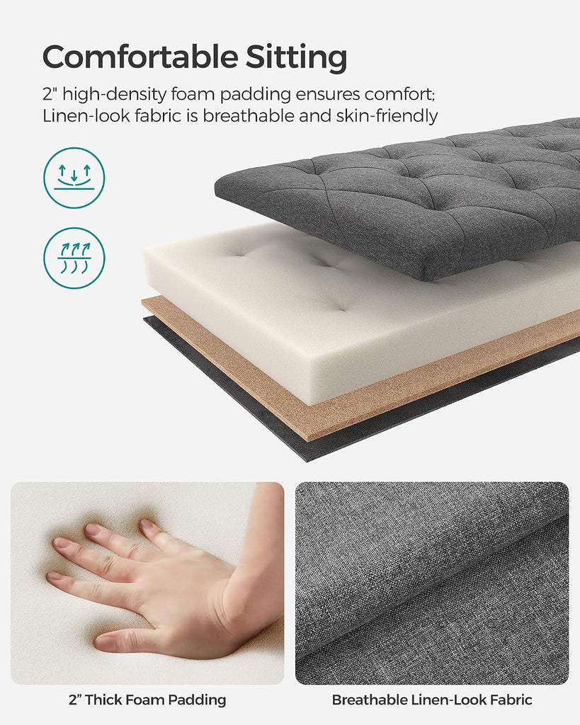 Storage Ottoman Bench, Foot Rest with Legs, 15.7 x 43.3 x 15.7 Inches, End of Bed Bench, Storage Chest, Load up to