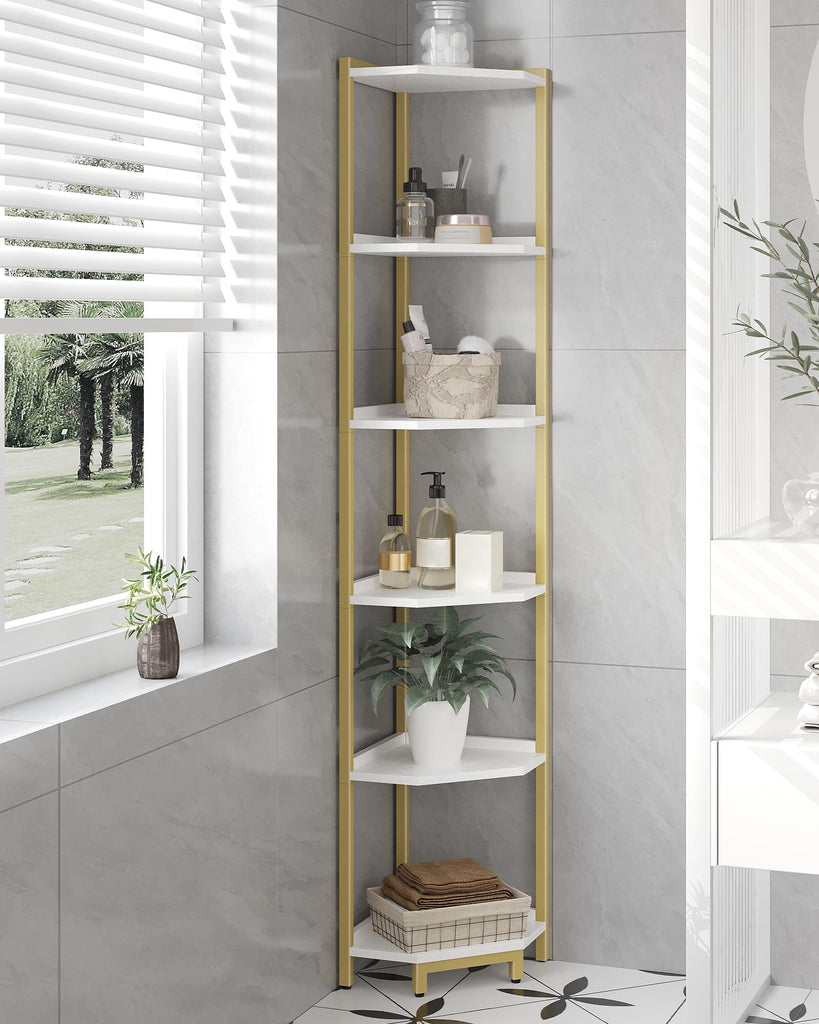 Corner Shelf Stand 6-Tier Corner Bookshelf Storage Standing Shelf