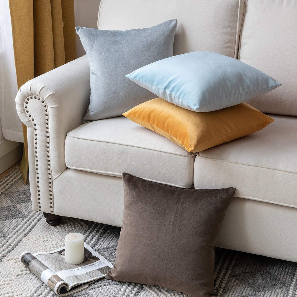 Pack of 2 Velvet Decorative Throw Decorative Pillow Cover Soft Solid Square Cushion Case