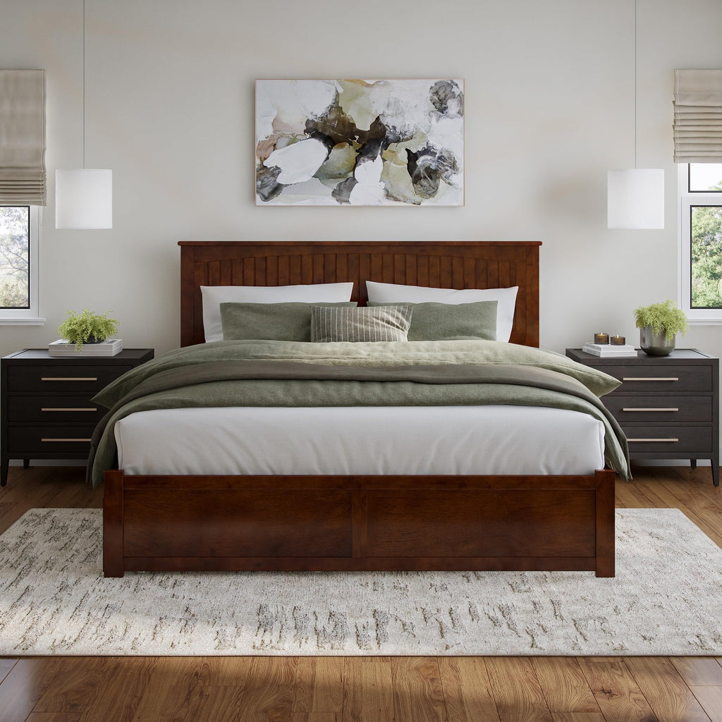 Nantucket King Platform Bed with Footboard & Storage Drawers, Walnut