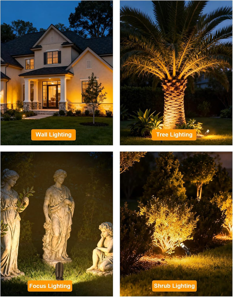 Solid Brass Low Voltage Landscape Lighting, Wired 12V LED Landscape Spotlights with Aluminum Housing MR16 Bulb, Heavy
