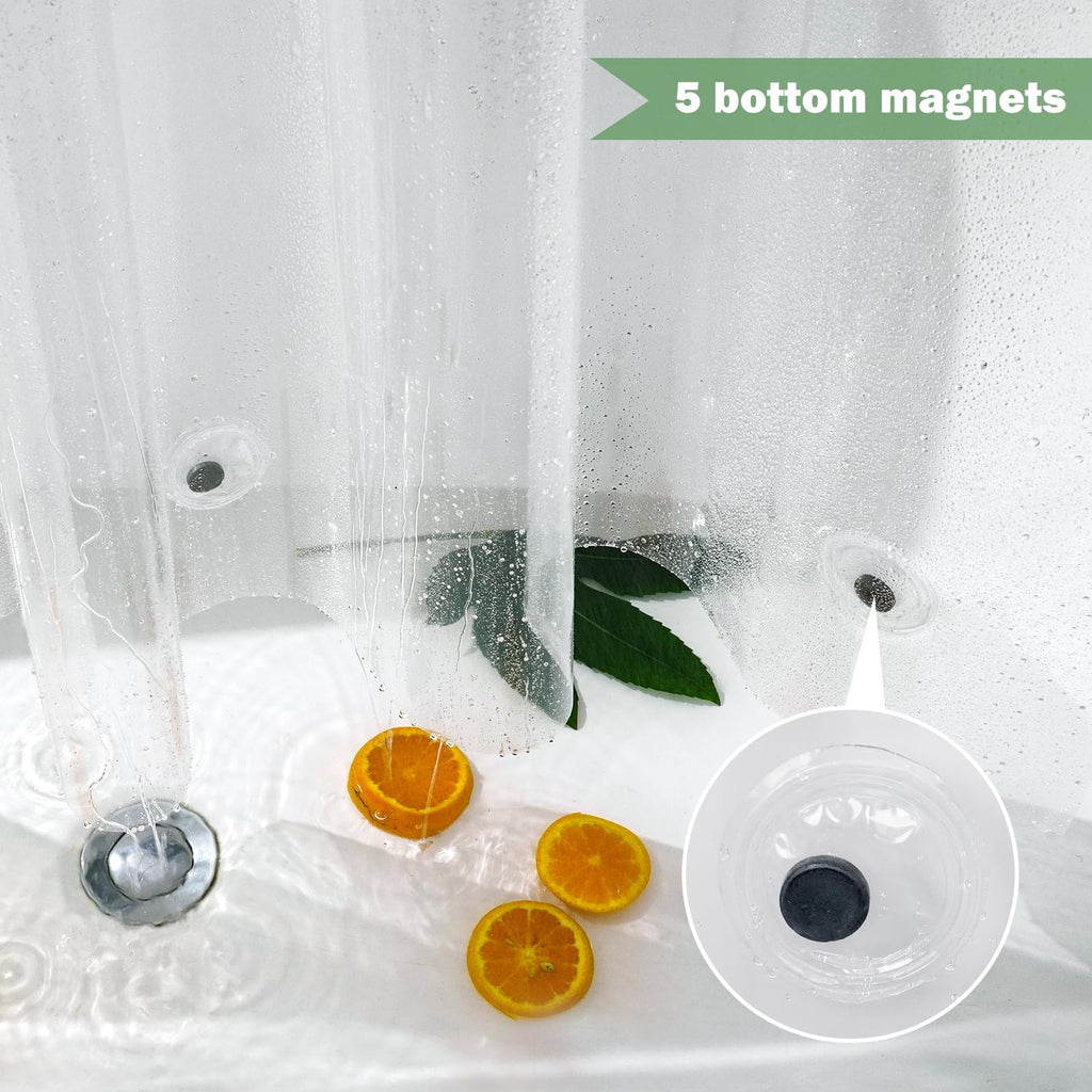72 x 86 inches Extra Long Shower Curtain Liner, Simple Plastic Clear Bathroom Curtain Waterproof Shower Curtain with 5