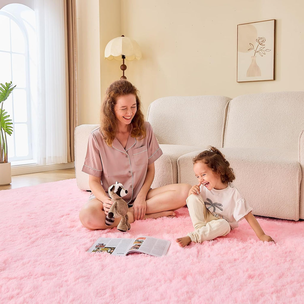 Pink Rugs for Bedroom, Ultra-Soft Fluffy Area Rugs for Living Room, Shag Carpet for Nursery, Kids, Girl, Boy, Baby, Plush, Fuzzy, Shaggy, Cute Home Decor
