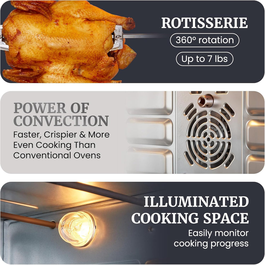 ETO-4510M French Door 47.5Qt, 18-Slice Convection Oven 4-Control Knobs, Bake Broil Toast Rotisserie Keep Warm