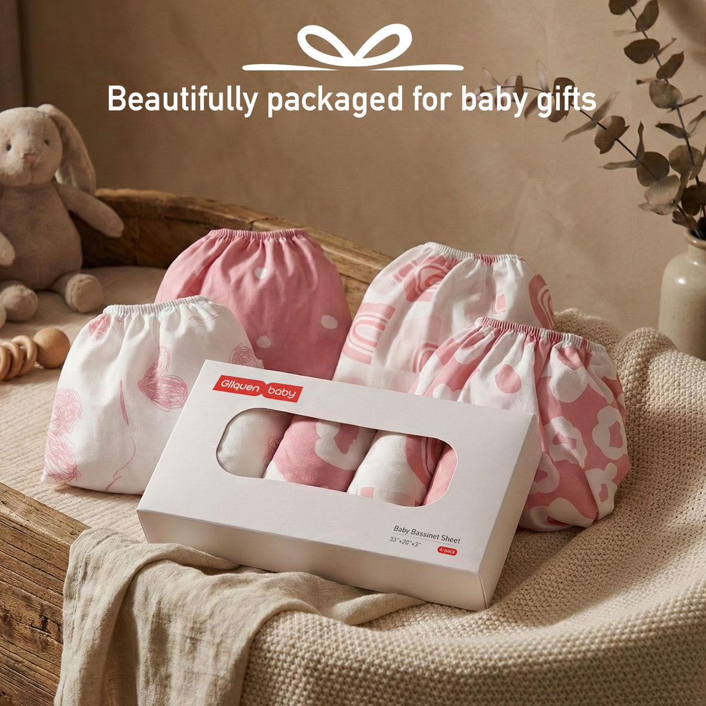 Bedside Sleeper Bassinet Sheets 33x20 Inch 4 Pack Girl Boy