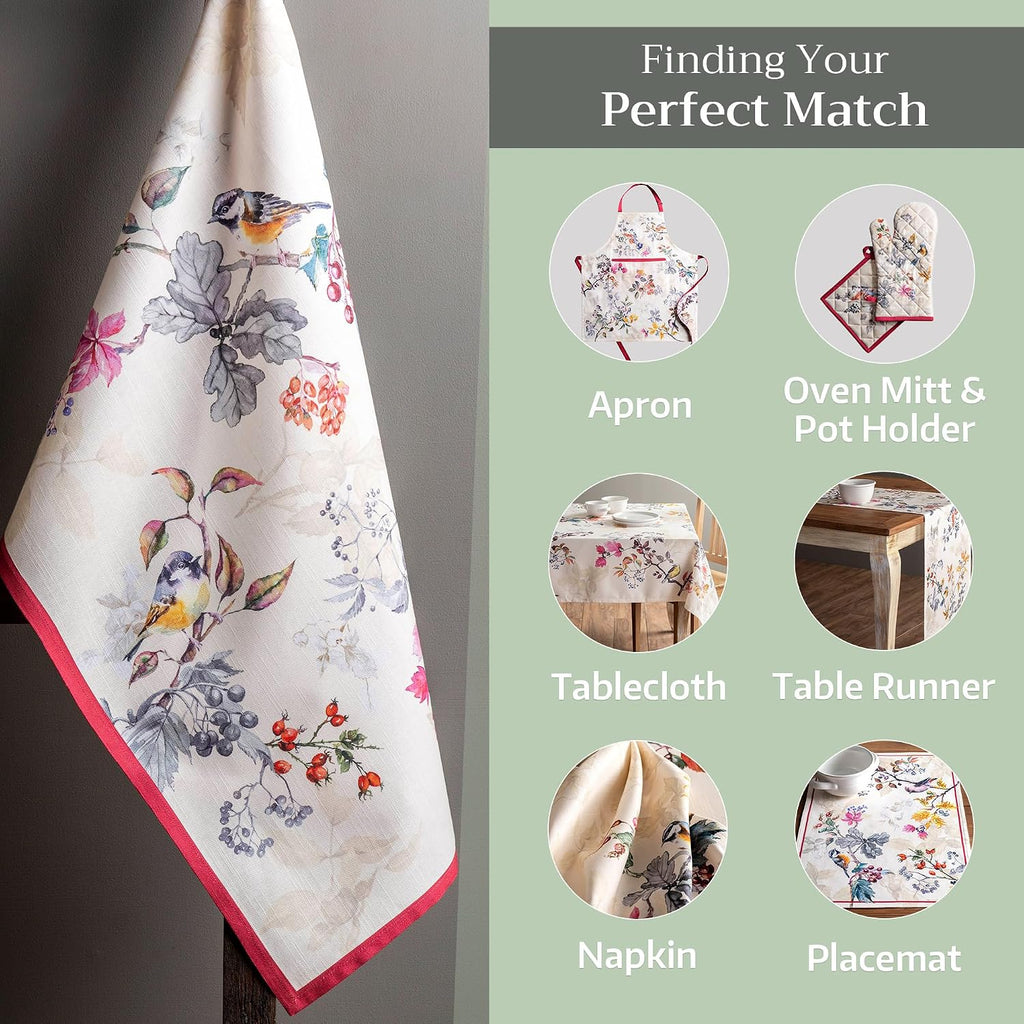 Kitchen Towels Set of 3 Reusable 100% Cotton 27.50" x 20" | Cloth Tea Dish Towels Absorbent with Hanging Loop Dining