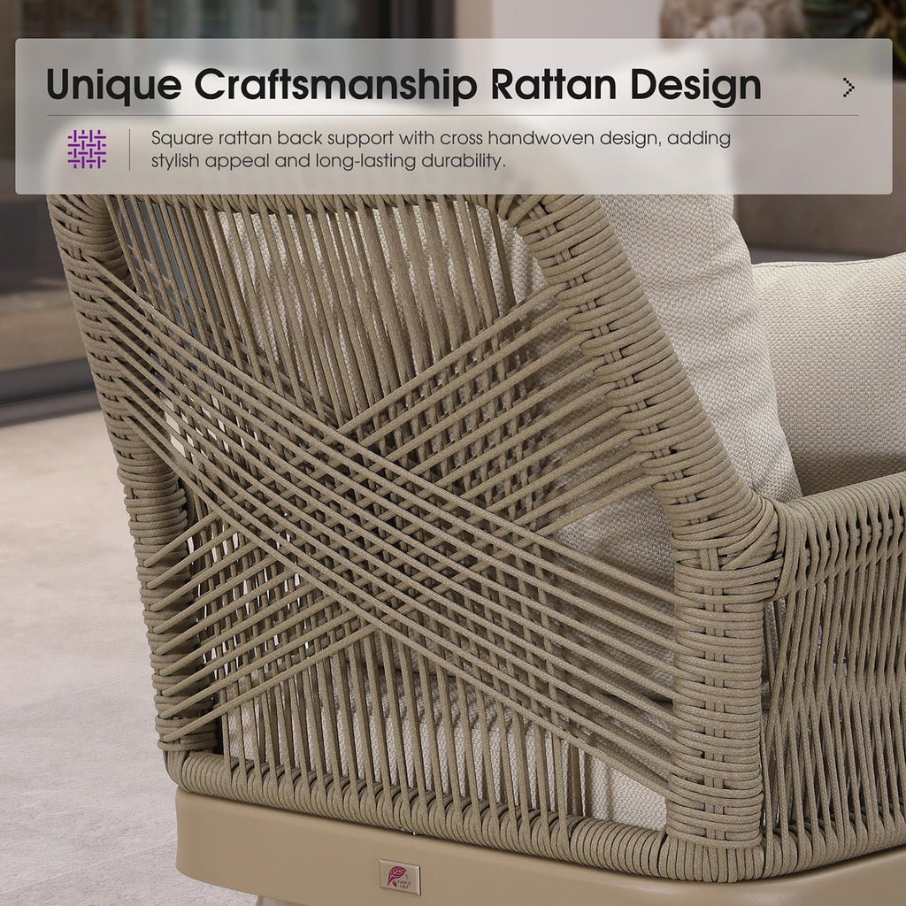 Patio Chaise Lounge Chair with 2 Pillows Aluminum Champagne | Heavy-Duty Aluminum Frame, All-Weather Durability