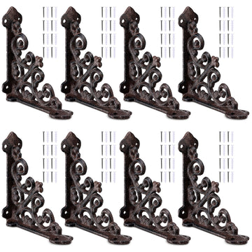 8 Pcs Decorative Cast Iron Shelf Bracket L Vintage Bracket, Iron Gray