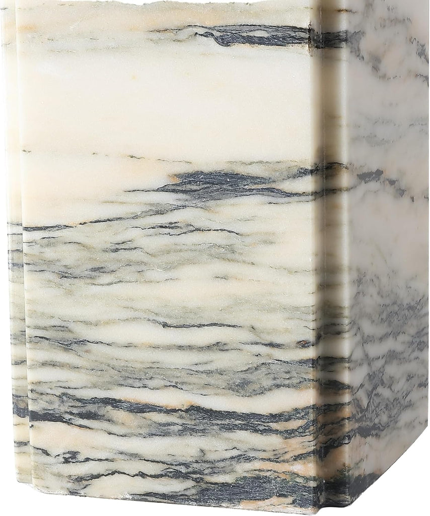 Mackenzie Cream/White Marble Square 25-inch Table Lamp Living Room Home Office Desk Nightstand (LED Bulb Included)