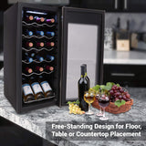 18 Bottle Slim Wine Fridge | Red and White Wine Chiller | Adjustable Temperature