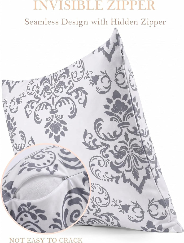 Decorative Throw Pillow Covers 18x18 Set of 4, Grey and White Modern Simple Square Pillow Case Cushion Cover, 18" x18")