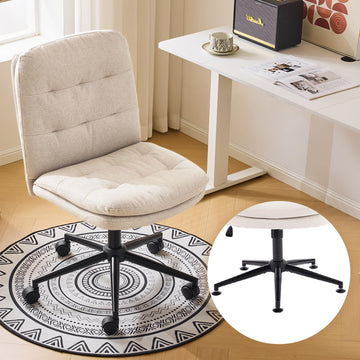 Mid Back Armless Office Desk Chair with Wheels/no Wheels, 360°Rocking Swivel Vanity Chair with Thickened