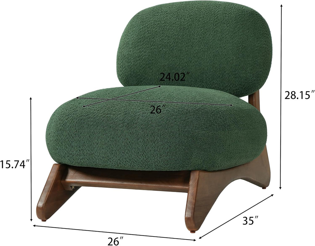 Dina Low Profile Modern Accent Chair, Upholstered Lounge Chair Indoor, Single Sofa Chair with Wooden Frame & Thick