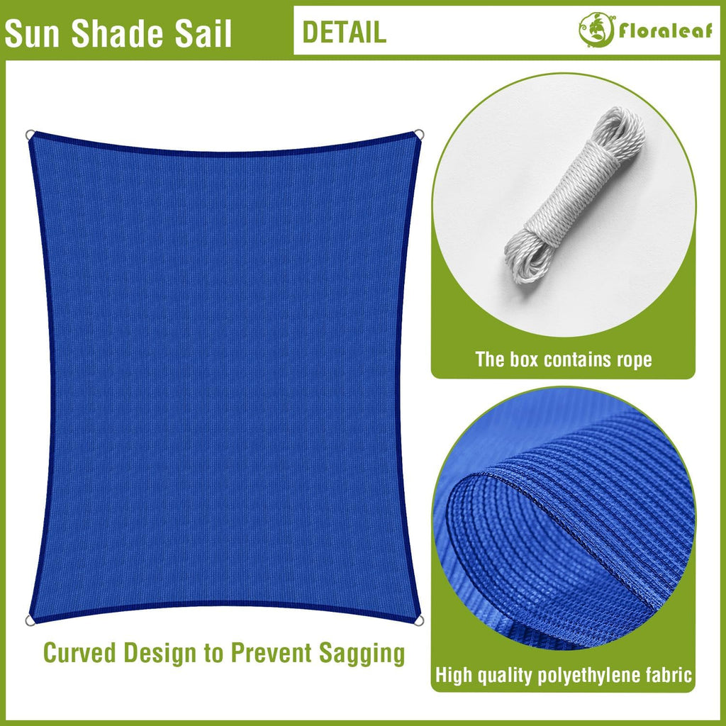 Sun Shade Sail 10' x 12' Rectangle Canopy UV Block Sunshade Permeable Sunlight Shelter Backyard Lawn Garden Outdoor