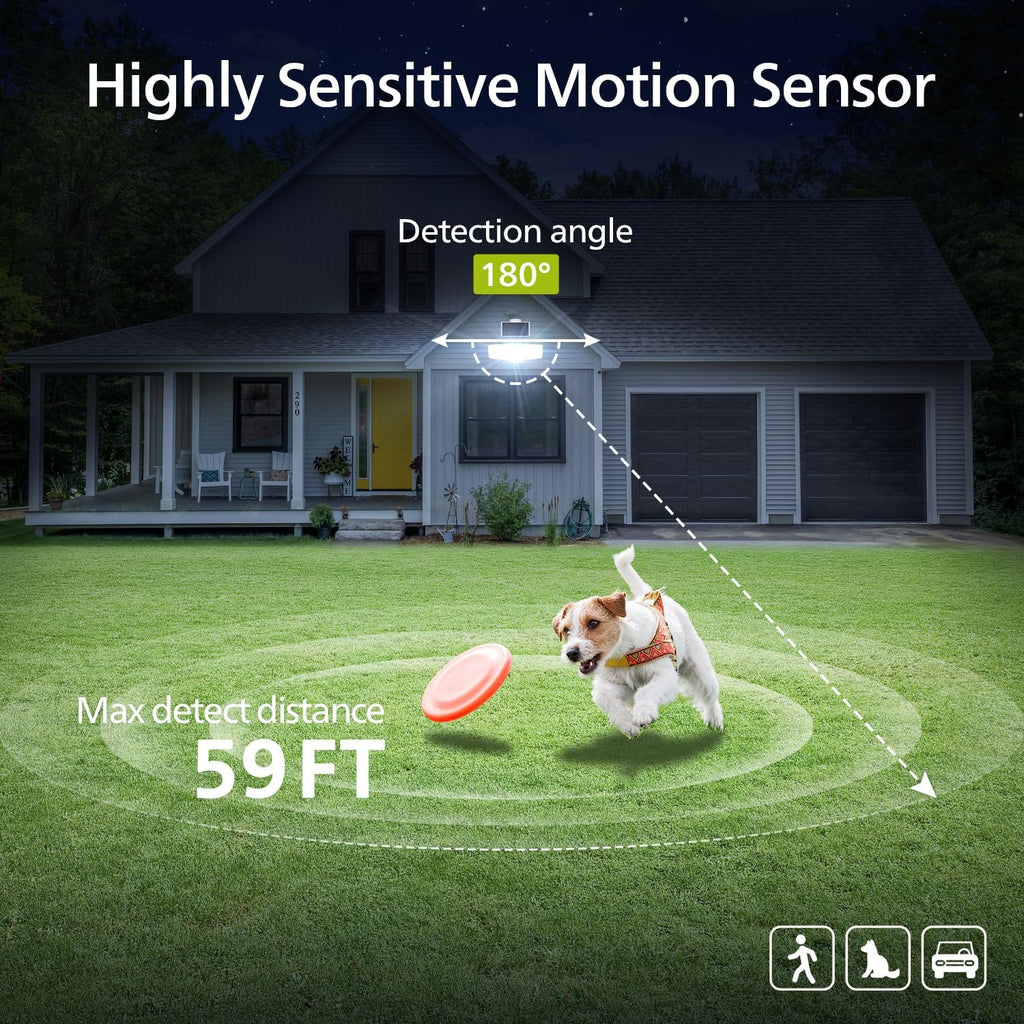 3600LM Solar Security Lights, 5000K Waterproof Dimmable LED Motion Sensor Outdoor Lights, 3 Adjustable Heads w/16ft