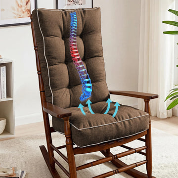 Jumbo Rocking Chair Cushion with Memory Foam for Outdoor/Indoor, Set of Thicken Seat & Back Chair Cushions with