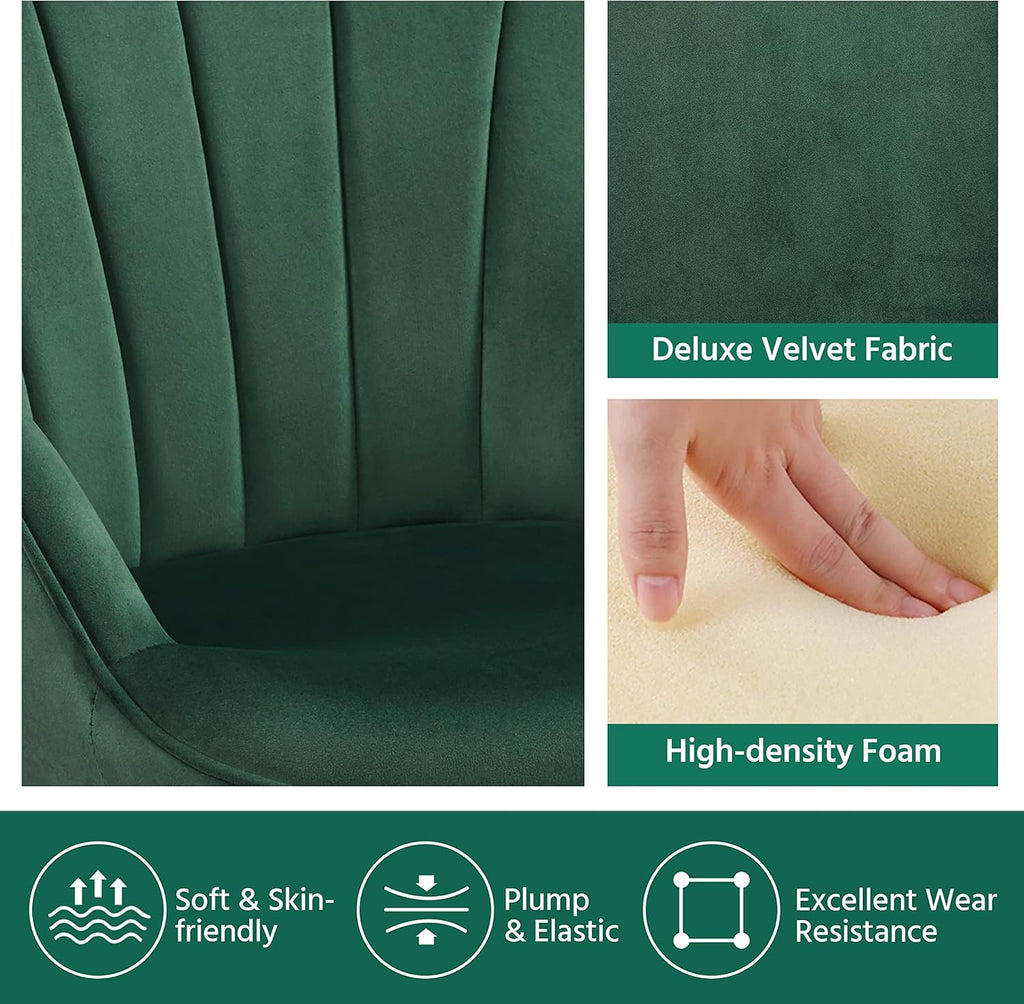 Velvet Accent Chair, Modern Armchair Vanity Chair with Wing Side and Metal Legs, Cozy and Soft Padded and High Back