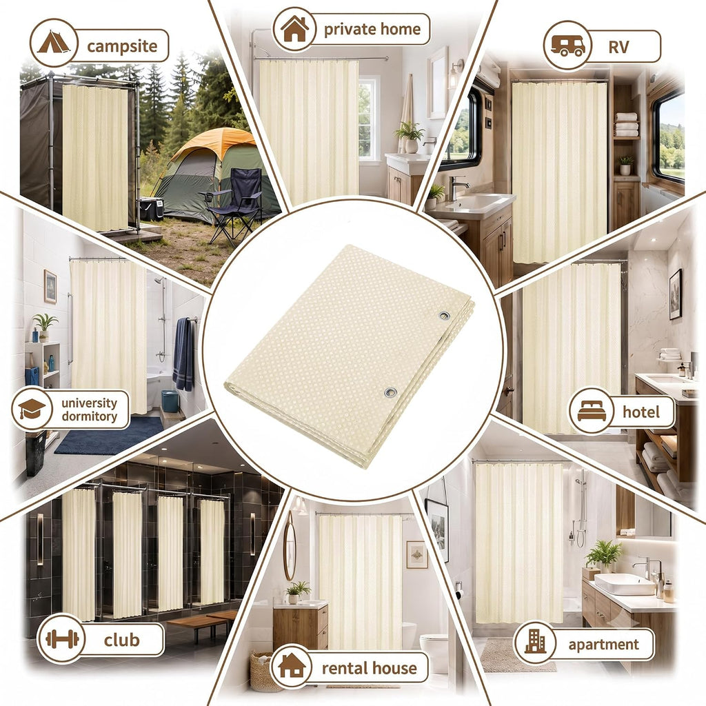 Shower Curtain and Liner Set, Waffle Shower Curtain Set with 12 Stainless Steel Hooks, Waterproof Luxury Fabric