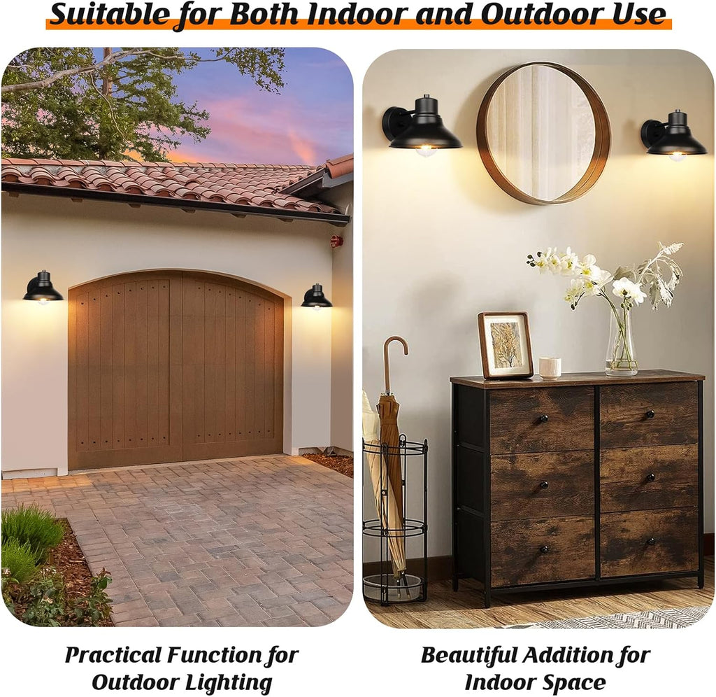 2-Pack Outdoor Light Fixtures Wall Mount, Matte Black Farmhouse Gooseneck Barn Light, Waterproof Exterior Wall Sconces