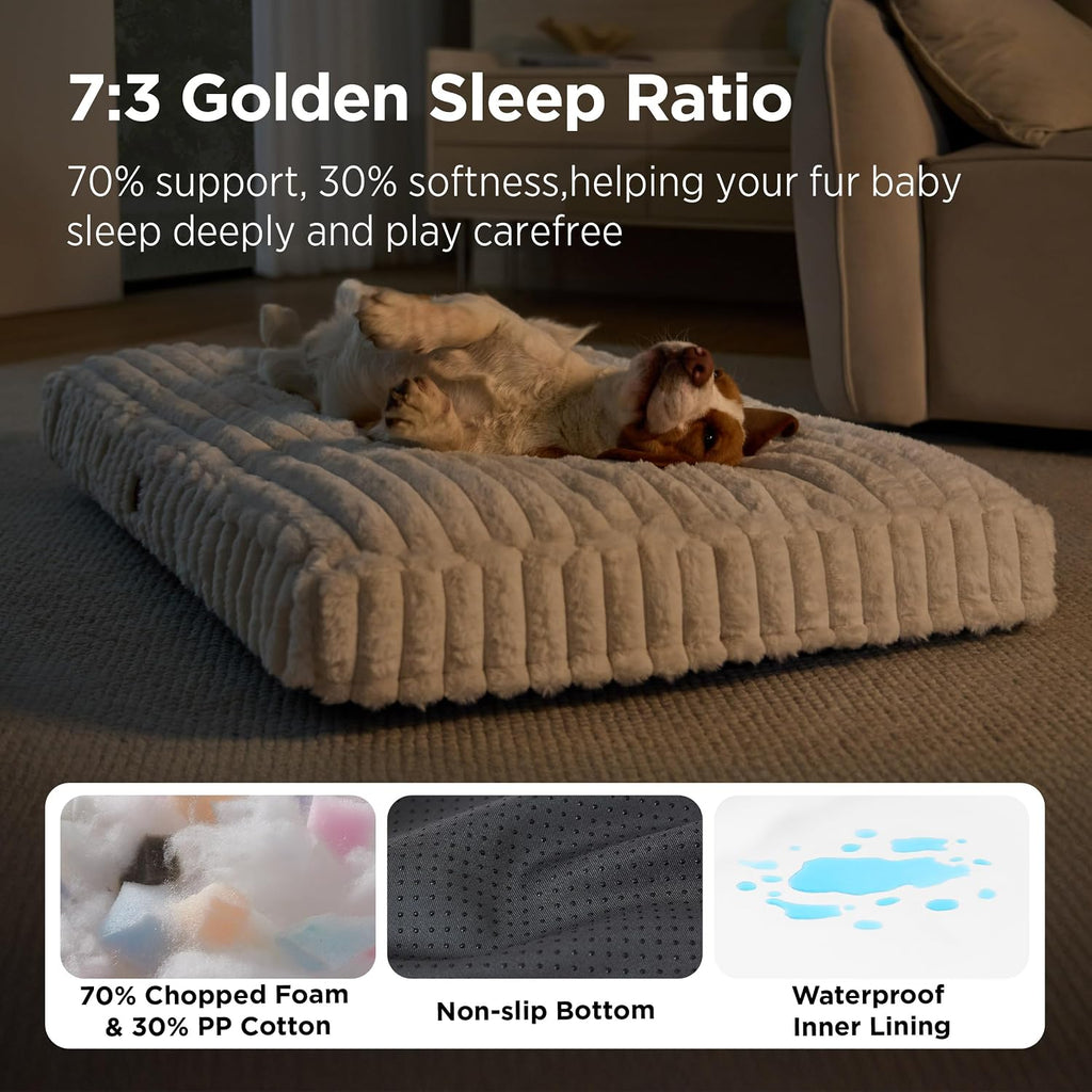 ComfyFleece Fluffy Balanced Support Large Dog Bed for Crate, 35x22