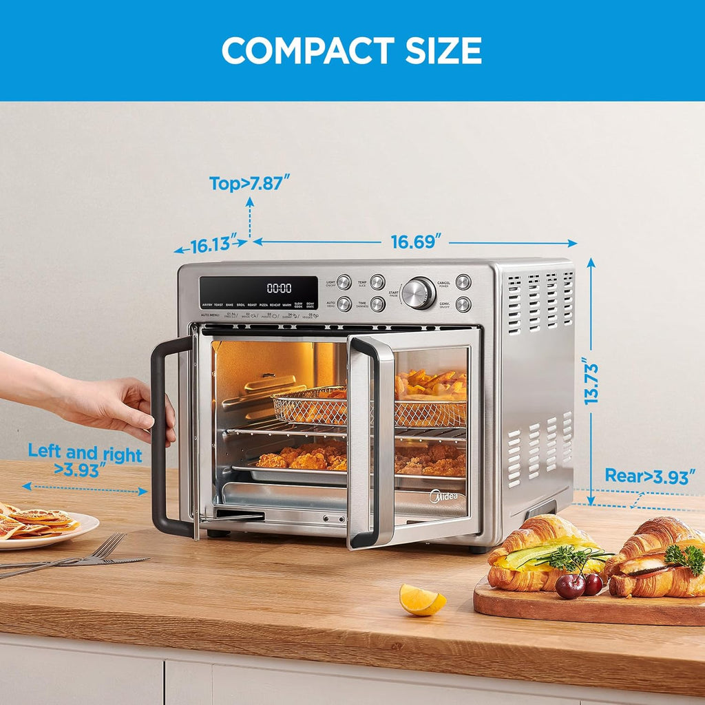 Flexify Classic French Door Toaster Oven Air Fryer Combo, 10-in-1 Large Capacity 26.4 QT Countertop Oven, 25% Faster