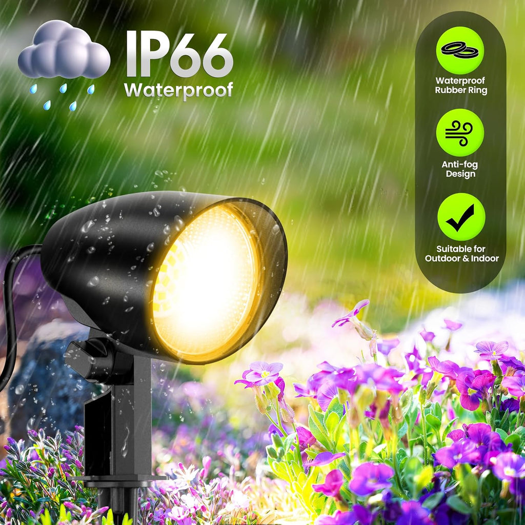 20W Outdoor Spotlight 120V Landscape Lighting, 1880LM 2700K Yard Light | Plug & Play Outside Garden Spot Lights with