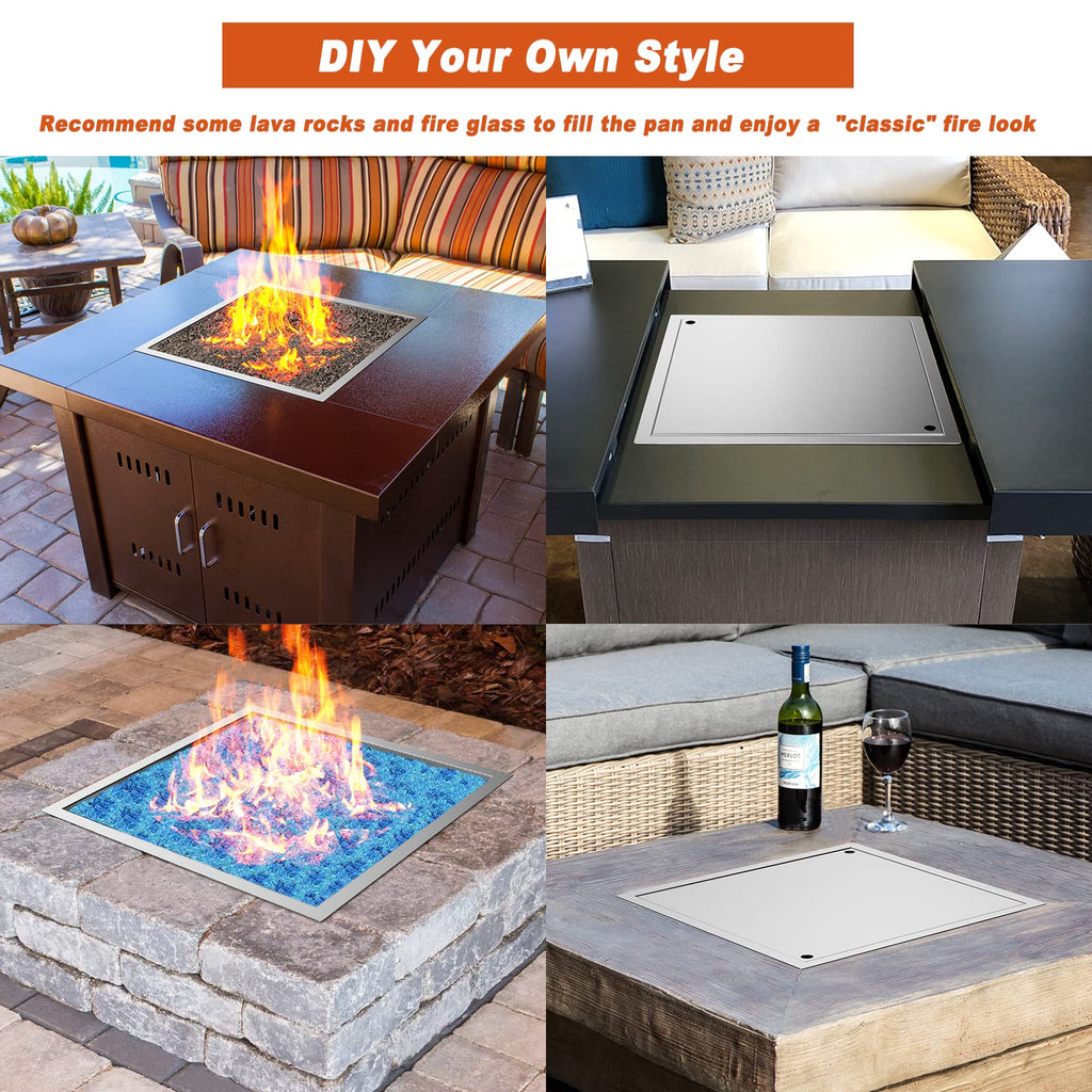 18 inch Square Stainless Steel Drop in Fire Pit Burner Pan