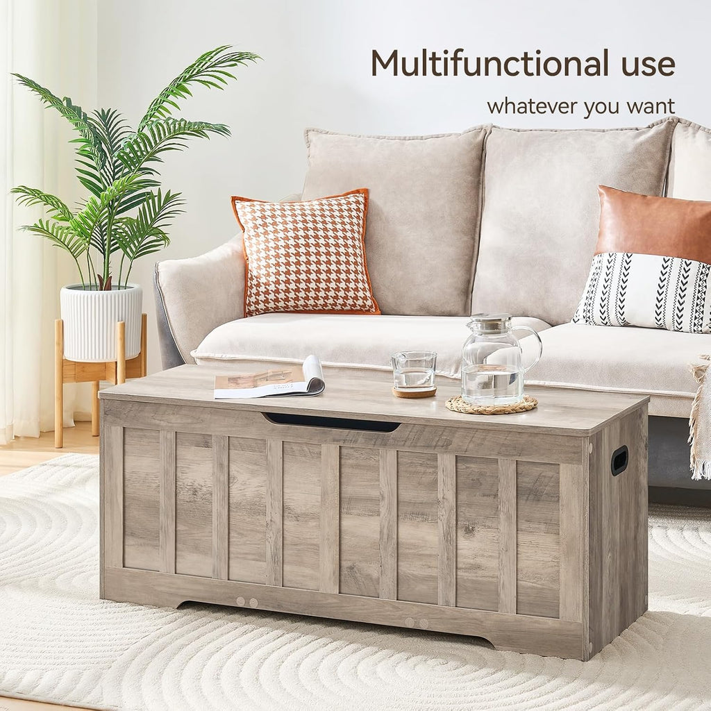 47.2" Storage Chest Extra Large,Storage Trunk with 2 Safety Hinges,Wooden Storage Bench,Shoe Bench,47.2x15.7x19.1