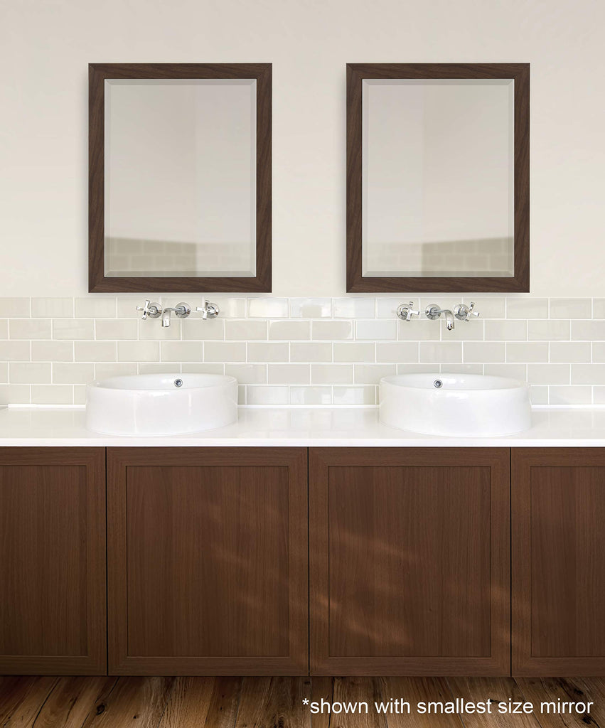 Beatrice Framed Decorative Rectangle Wall Mirror, 22 x 28, Walnut Brown, Farmhouse Rectangular Vanity Mirror for Use