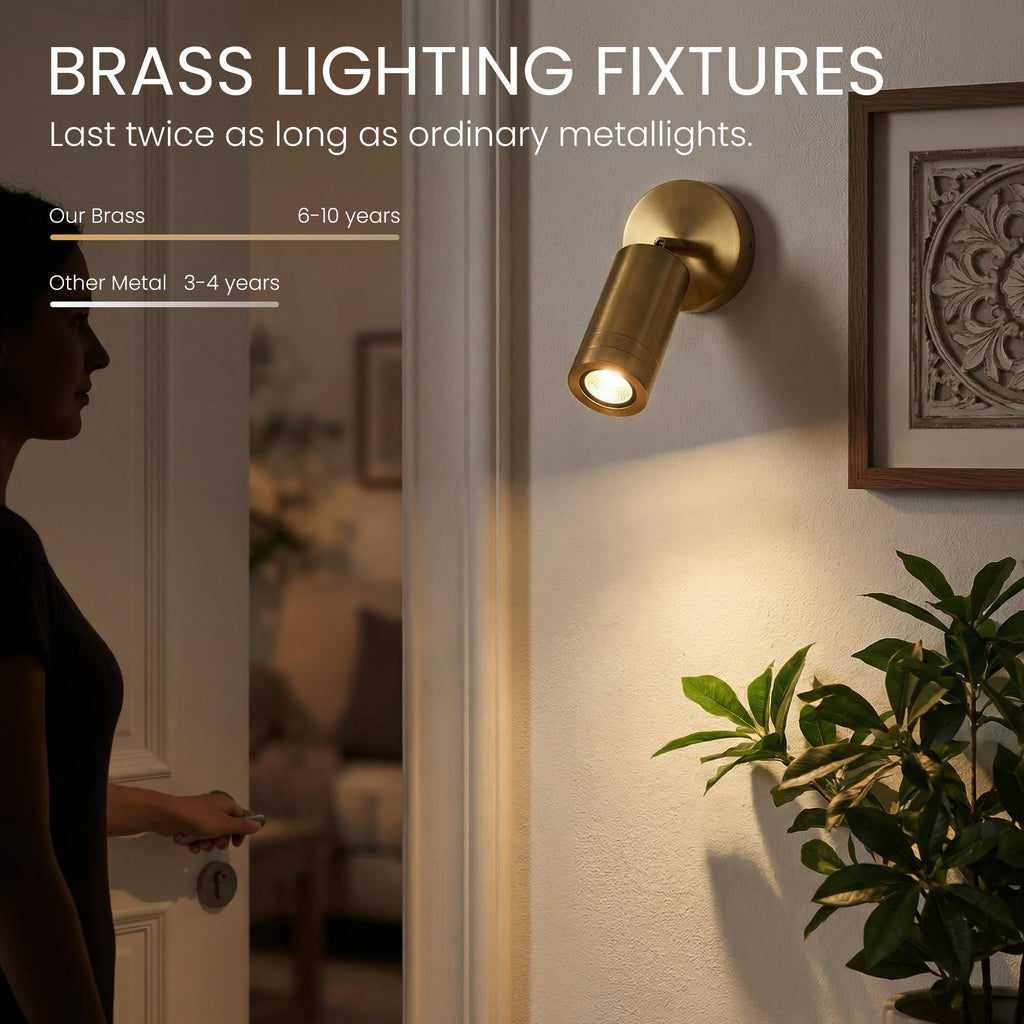 Solid Copper Gold Dimmable Indoor Ceiling Spotlight Directional 9W