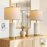 Touch Bedside Table Lamps with USB Ports Living Room, 25'' Dimmable Nightstand Touch Lamps