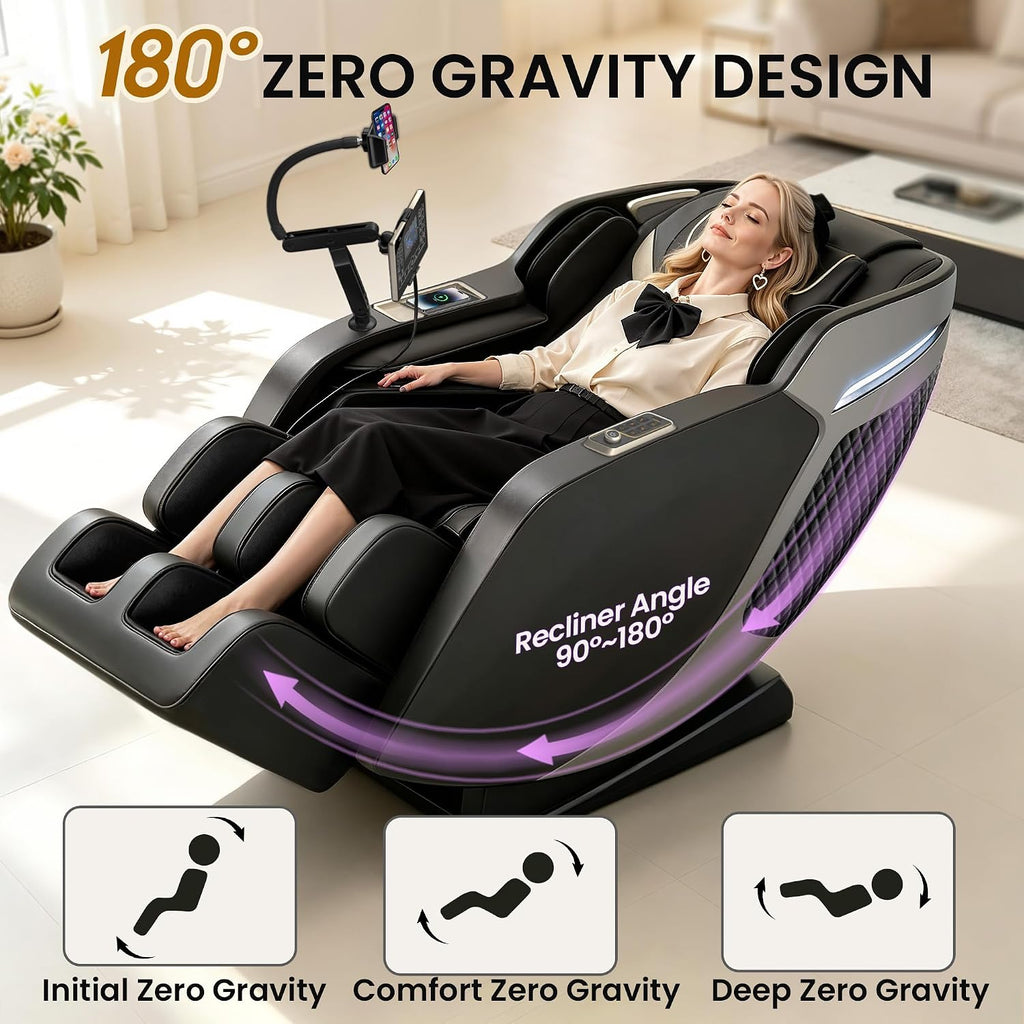 4D Massage Chair Full Body, Zero Gravity 55" SL-Track Shiatsu Massage Recliner Chair with Body Scan, APP & AI Voice
