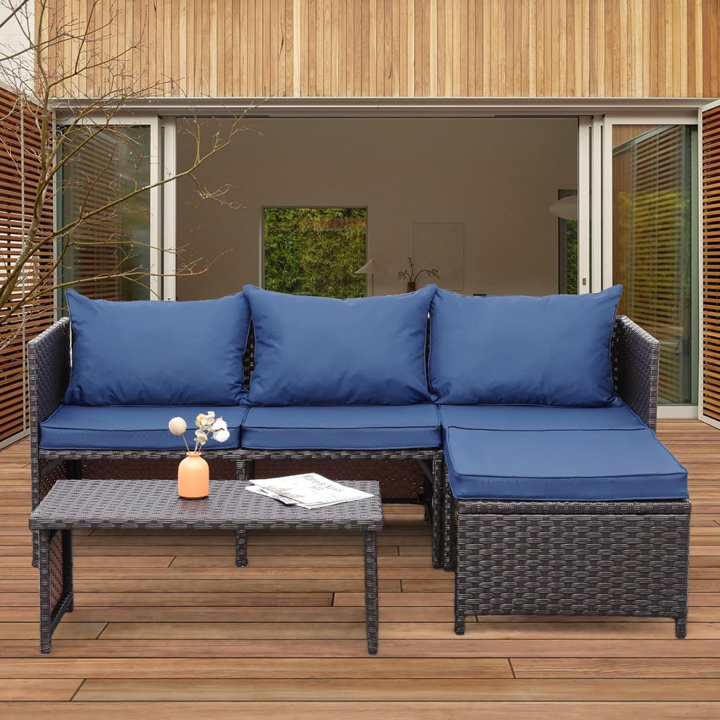 Outdoor Furniture Set 3 Piece Patio Set Patio Conversation Sets Outdoor Sectional Sofa Patio Loveseat Coffee