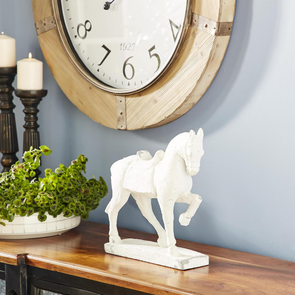 79 Fiberglass Horse Decorative Sculpture Home Decor Statue, Accent Figurine 13" x 4" x 14", White