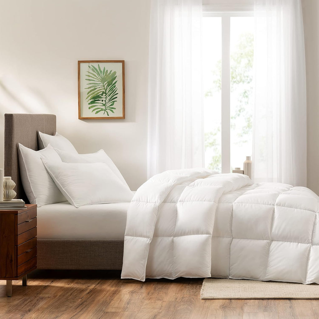 Down Illusion All Season Hypoallergenic Down Alternative Comforter with Corner Loops, King/Cal King, White