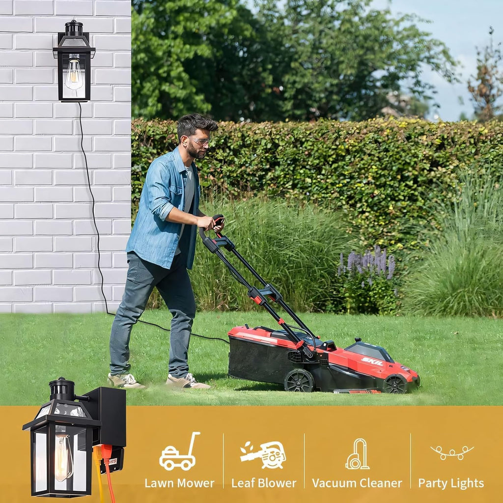 Porch Lights with GFCI Outlet, Dusk to Dawn Outdoor Lights with Outlet