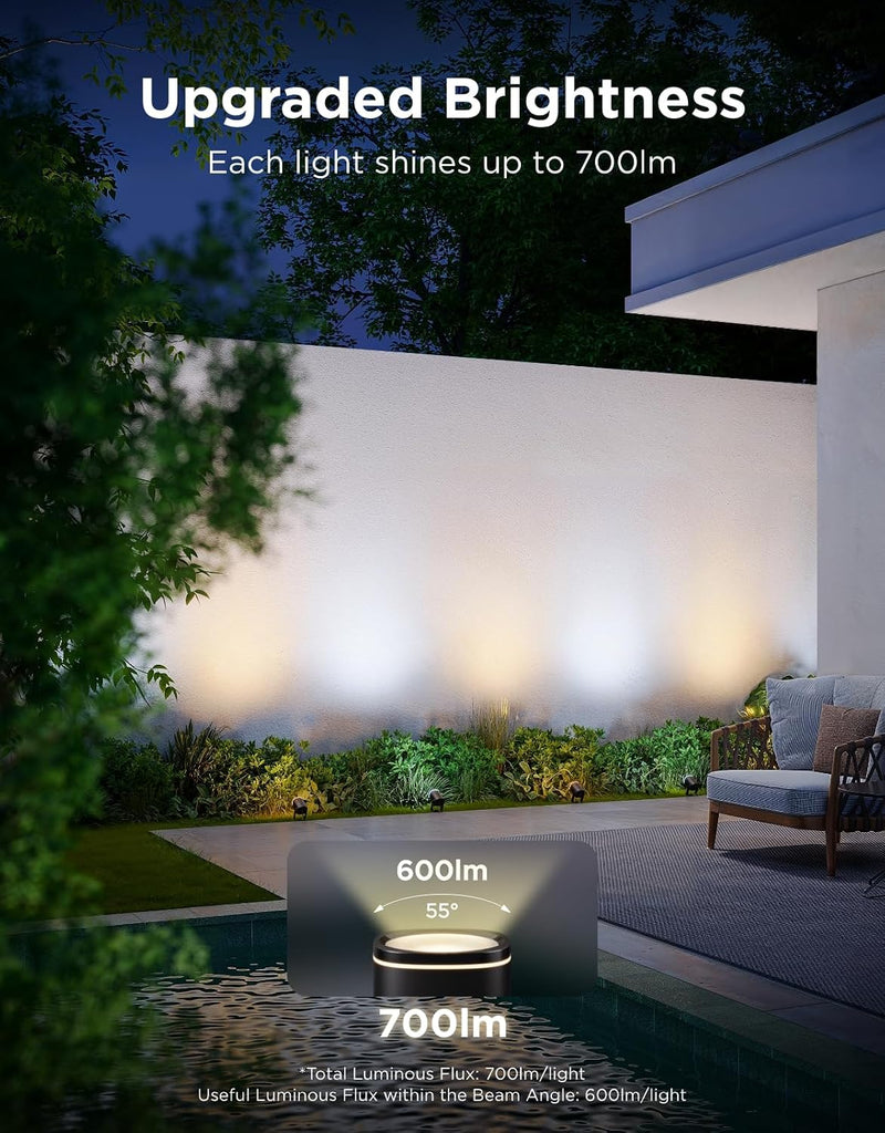Outdoor Spot Lights 2, IP67 Waterproof Spotlights, RGBWIC, 4 Pack | Landscape Lights Work with Matter, Alexa, and