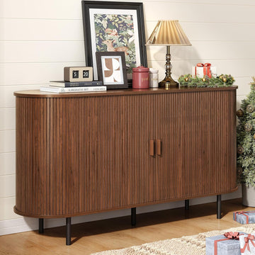 55" Sideboard Buffet Cabinet with Storage, Sliding Door & Adjustable Shelf