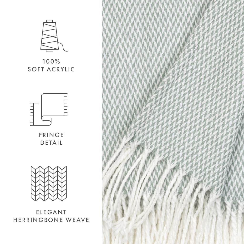 Beddings Elevate Your Comfort with Herringbone Throw Blanket - Luxurious Woven Ultra Soft Acrylic - Sized 50" W x 60"