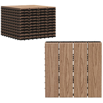 Interlocking Deck Tiles, Pack of 11 Outdoor Flooring Patio Tiles, 12" x 12", All Weather for Porch, Balcony, Backyard