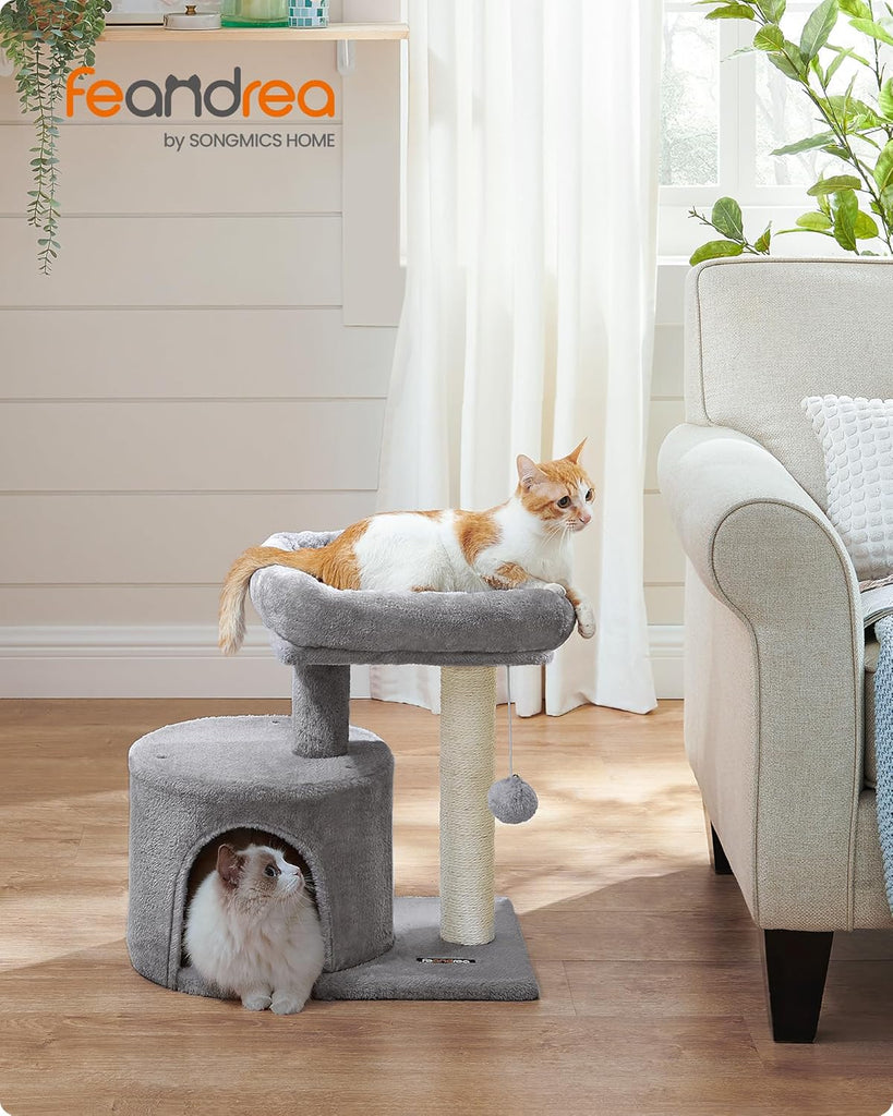 Cat Tree, Small Cat Tower with Sisal Scratching Post, Plush Condo with Padded Perch, for Small Spaces, Kittens
