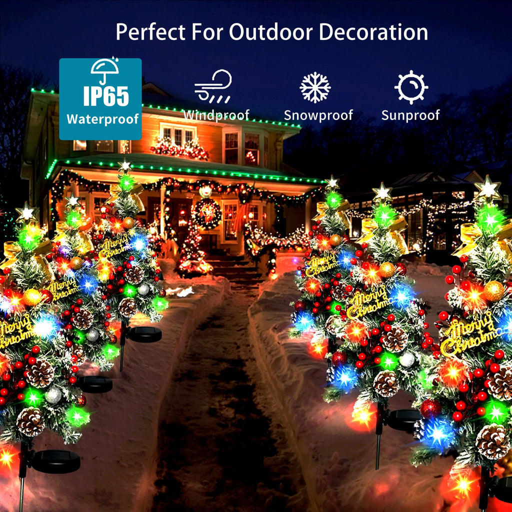 2 Pack Solar Christmas Tree Outdoor Christmas Decorations