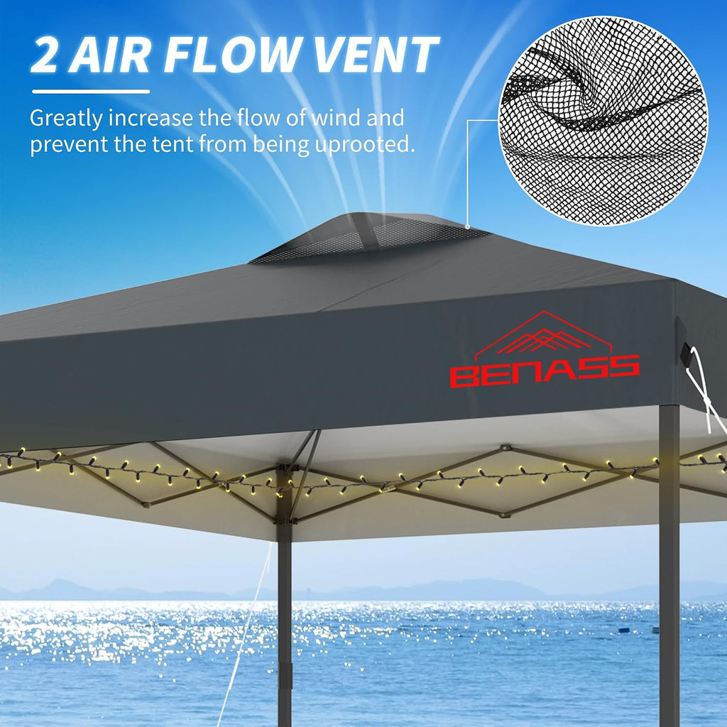 10x10 Pop Up Canopy with Sidewalls, Easy Up Canopy Tent, Heavy Duty Tents for Parties, One Person Set Up Event Tent