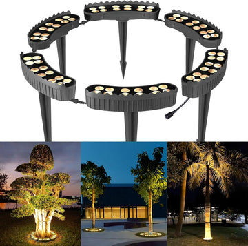 Outdoor Ring Tree Lights, 72W LED Landscape Uplighting for Trees, 3000K Warm White, Low Voltage IP65 Waterproof