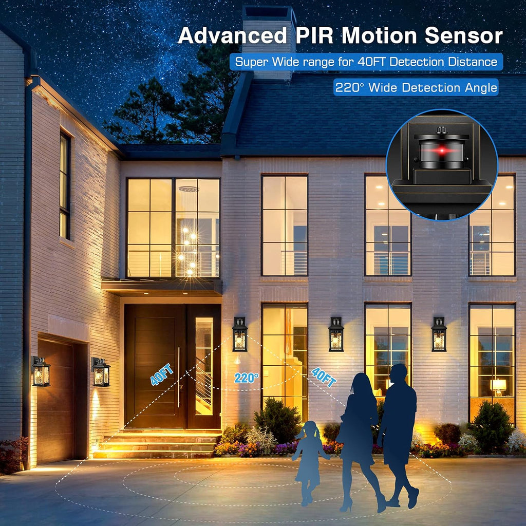 2 Pack Motion Sensor Outdoor Lights, Dusk To Dawn Outdoor Lighting, Modern Led Exterior Light Fixture