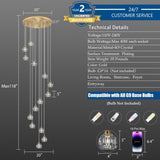 Crystal Chandeliers for Staircases, 14-Light Gold Modern Chandeliers for High Ceilings_Crystal Pendant Light Fixture for Living Room Kitchen Island Foyer Hallway Bar A116-B0F8H6KXP6